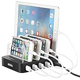 Skiva 34W 4-Port USB Charging Station with Wall/AC Input 2.4 Amps Smart Rapid Charging Ports for iPhone, iPad, Samsung Galaxy, LG, Smart Phones, Tablets (Cables Sold Separately) [Model: AC145]