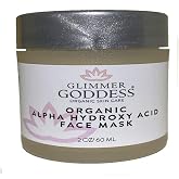 GLIMMER GODDESS Organic AHA Exfoliating Face Mask with Hyaluronic Acid, 2oz | Natural Exfoliant, Evens Tone, Remove Dark Spots, Dead Skin, Tightens, Purifies &amp; Intensely Hydrates for a Soft, Radiant Glow