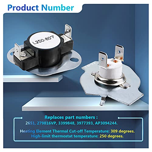 3387747 Dryer Heating Element & 279816 Thermostat Kit & 279973 3392519
