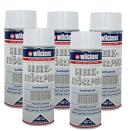 5 x Spraydose Heizkörper Lackspray weiß glänzend 400ml Alkydharzlack