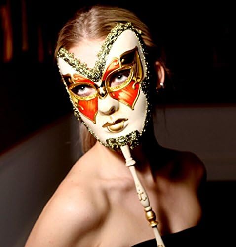 Venetian Mysterious Musical Mardi Gras Masquerade Mask with Holding Stick