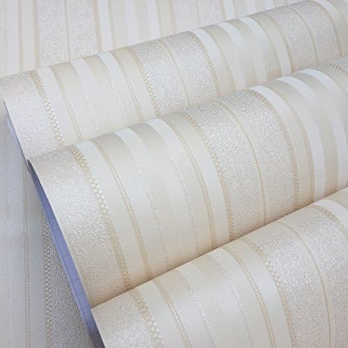 Peel and Stick Stripe embossed 3D wallpaper decor - 20.5" by 393" Cream White
