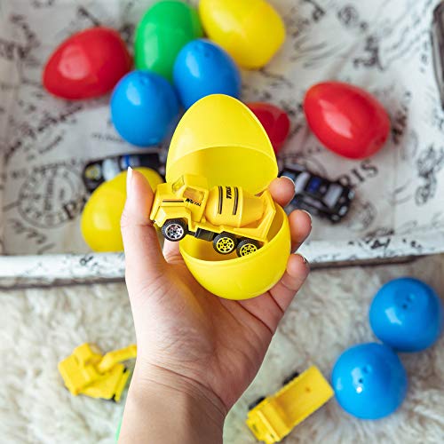 FUN LITTLE TOYS 12 Pack Easter Eggs Prefilled with Diecast Toy Cars  Vehicles for Easter Party Favors, Easter B