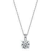 Rnivida 925 Sterling Silver Solitaire Cubic Zirconia Pendant Necklace for Women, 18"