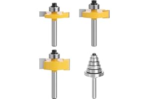 VIKITON 1/4 Inch Shank Yellow Rabbet Router Bit Set, 1/4 Router Bit Set 1/4 Shank Router Bits Set, Carbide Wood Router Bits for Woodworking, 3PCS