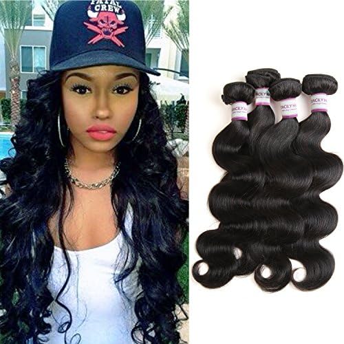 Racily Hair Mink Brazilian Virgin Hair 4 Bundles Brazilian Body Wave Human Hair Weave Bundles Color Natural Black (14"16"18"20")