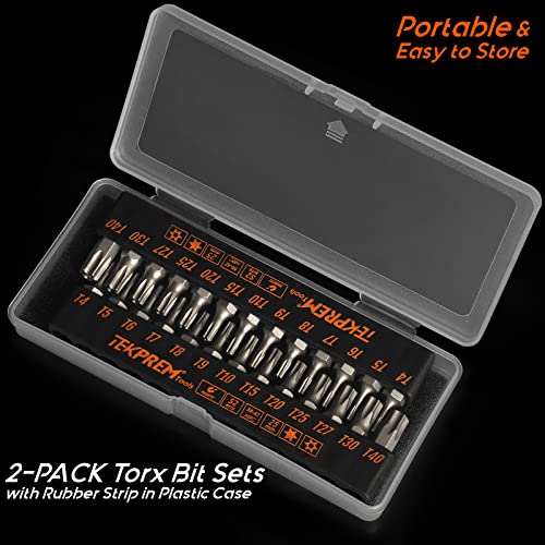 Torx Security Bit Set, TEKPREM 2 PACK 26-Piece Torx Screwdriver Bit Set with T4 T5 T6 T7 T8 T9 T10 T15 T20 T25 T27 T30 T40 Tamper Resistant Torx Bits Set