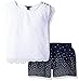 Nautica Girls' Knit Top with Scallop Edge Detail and Dot Woven Short Set