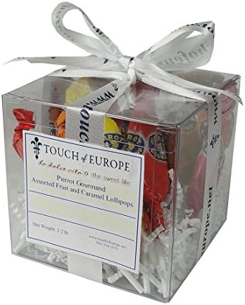 1/2 Lb Pierrot Gourmand Assorted Fruit and Caramel Lollipops - In Gift Box