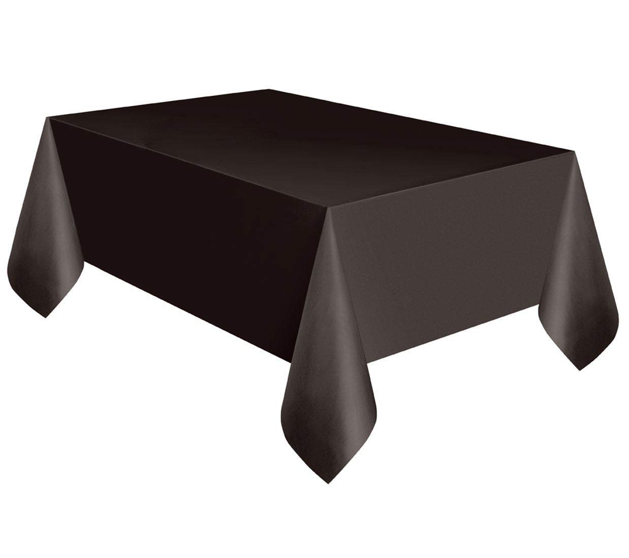 Solid Black Rectangular Plastic Table Cover (137cm x 274cm) 1 Count - Elegant & Durable Tablecloth for Parties, Events, and Home Use