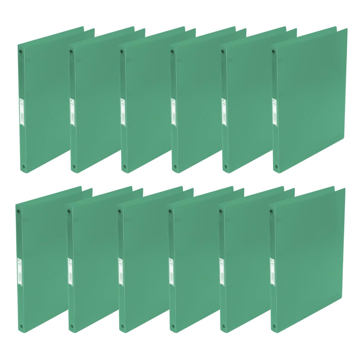 Q-Connect KF02919 Ring Binder/Pack of 12 / A4 4-Ring 16 mm/Colour: Green Transparent/Made of Strong Translucent PP Film / 22 mm Spine/Ring Binder Plastic/Ring Binder Slim Thin Folder