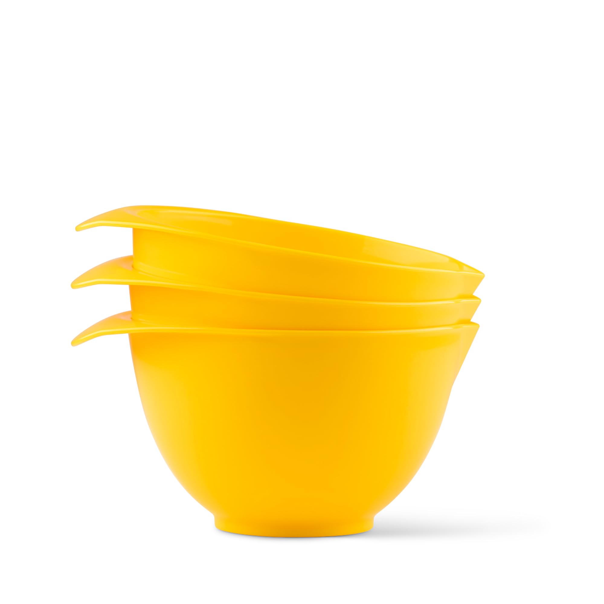 TQGEAR WePrep Mixing Bowl with spout and Handle | Yellow | Set of 3 | Beautifully Bright Coloured Bowl Set | Compact, Stackable & Ergonomically Designed | Proudly Made in The UK