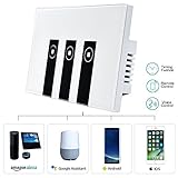 WiFi Smart Light Switch, HOSYO 3 Switches Touch Wall Plate Alexa Light Switch, In-Wall Wireless On/Off Wall Switch, Timing, Voice App Remote Control, Compatible with Amazon Alexa