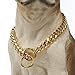 Aiyidi Strong 18K Gold Plated Dog Chain Collar Stainless Steel Width 10mm,12mm,15mm,18mm Cuban Link Choke Collar for Dog's Training,Daily Use (12mm,14inch)