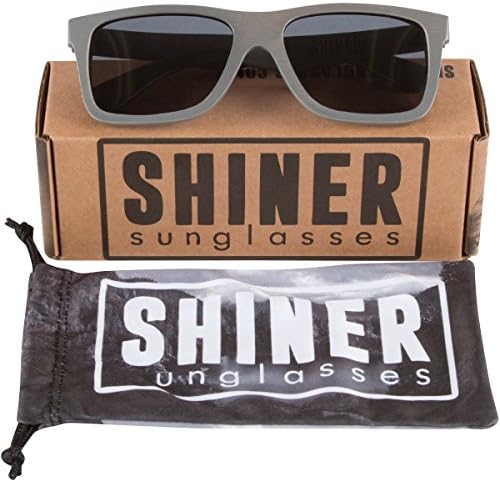 Wood Sunglasses - SHINER Gray Bamboo Sunglasses with Polarized Black Lens