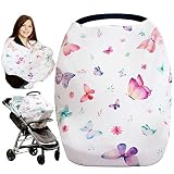 iLuvBamboo Nursing Cover for Babies - Car Seat Multi-Use Protector - Infant Carseat Canopy, Stroller, Shopping Cart, Highchair, Breastfeeding & Scarf. Best Baby Gifts for Registry & Baby Shower