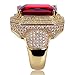 TOPGRILLZ 18K Hip Hop Men Gold Plated Zircon Iced out Cushion Ruby Punky Ring