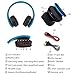 Fetta Wireless Foldable Over Ear Bluetooth Headphones with Mic Headsets with 3.5 MM Audio Cable for Sports Stereo Earphones for Bluetooth Enabled Devices (Blue)