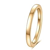 YOESDIE 2mm 4mm 6mm Gold Wedding Rings Band for Women Man | 14K Gold Plated Stacking Stackable Band Thin Gold Thumb Tail Finger Ring | Comfort Fit Size 3-15