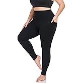Plus Size Leggings for Women with Pockets-Stretchy XL-5XL Yoga Pants Tummy Control High Waist Workout Leggings