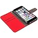 SafeSleeve EMF Protection iPhone Case: iPhone SE and iPhone 5/5s, RFID Blocking Card Holder Wallet, Adjustable Stand Case, Vegan Leather for Women & Men (Red)