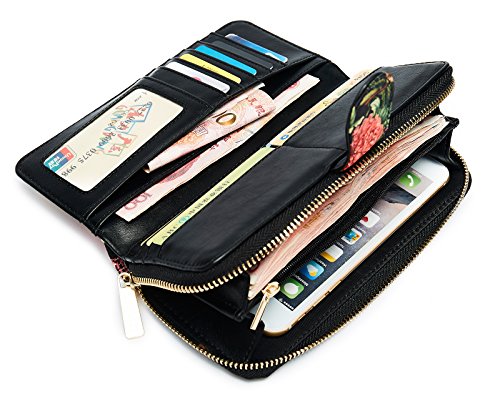 LOVESHE Women wallet RFID Blocking Purse Credit Card Clutch Zip Around Phone Clutch Large Travel Purse Wristlet Bohemian