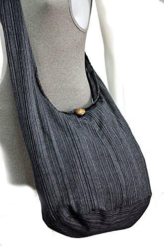 Stripes Black Purse Bohemian Style Hippie Hobo Sling Cross body Cool