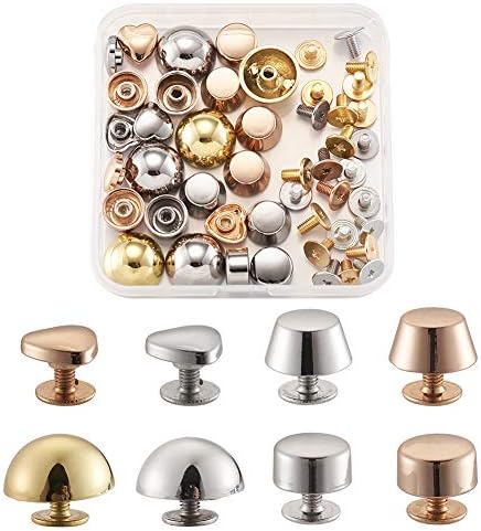 32個セット 8種類 底鋲 ネジ式 ハート型 半球型 台形型 円柱型 スタッズ リベット バッグ カバン 修理 保護 装飾用 レザークラフト アクセサリーパーツ オーナメント Diy ハンドメイド 手芸材料 手作り素材 クラフト用品 収納ケース付き Colegiofrancesmarybuss Com