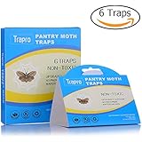 Pantry Moth Traps with Pre-Baited Safe Pheromone Attractant, Odor-Free, Insecticide-Free and Non-Toxic (6 Traps)