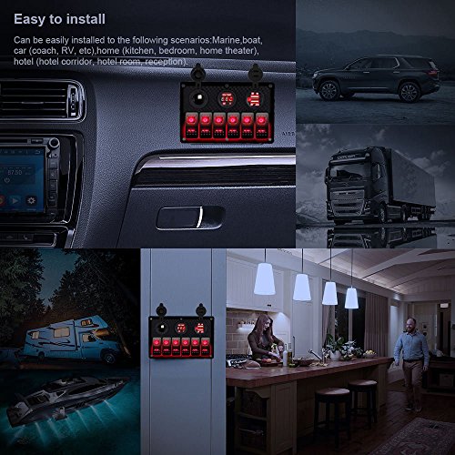 image for DCFlat 5 Pin 4 Gang / 6 Gang Car Marine Boat Circuit RV LED Rocker Swi