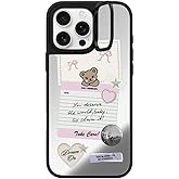 CASETiFY Mirror Ring Stand Case for iPhone 16 Pro Max [Kickstand / 4.9 ft. 1X Military Grade Drop Protection/Compatible with Magsafe] - Coquette Stickers - Silver on Black