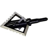 Magnus 4 Blade Hornet Ser-Razor Broadhead (3-Pack), Black, 100-Grain | 1 5/16in x 1 1/4in Width, Black, Razor-Sharp Fixed Serrated Blade Hunting Broadheads, Cut-on-Contact Design, Made in USA