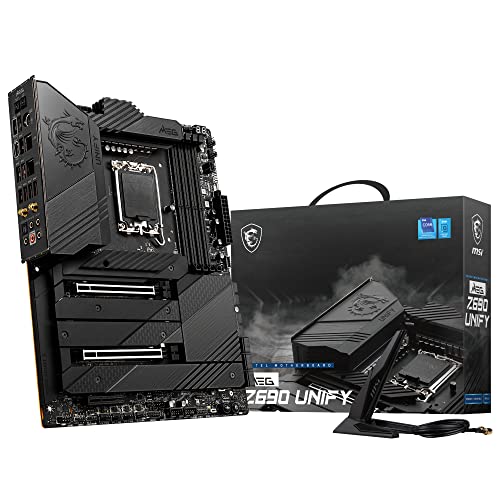 MSI MEG Z690 Unify Mainboard, ATX, unterstützt 12., 13., 14. Gen Intel Core CPUs, LGA 1700, Direct 19+2 Phase VRM 105A, DDR5 Memory, 2 x PCIe 5.0 x16, 4 x M.2 Gen4, Dual LAN, Wi-Fi 6E