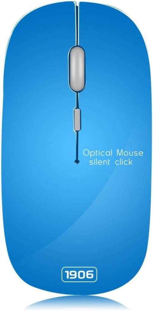 Wireless Gaming Mouse, Diadia 1906 T10 Silent Slim 2.4G Rechargeable Game Wireless Mice for Notebook PC Compute Laptop Mac ,Ergonomic Design (Blue)