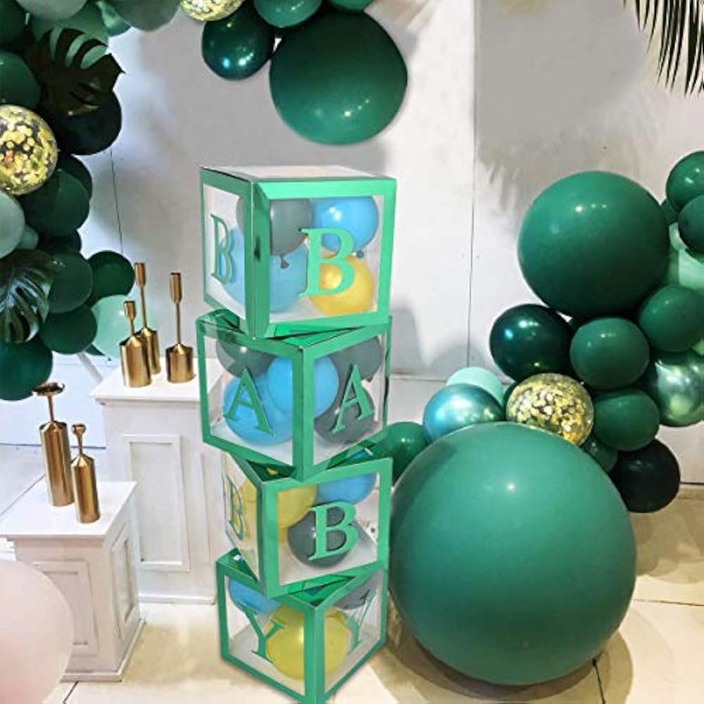 Safari Baby Shower Decorations Boxes 4 Pcs Transparent