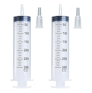 2 Pack 300ml Syringes, Extra Large Plastic Syringe for Glue Dispensing, Scientific Labs, Watering, Refilling, Multiple Uses