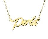 Aoloshow Perla Name Pendant Necklace for Womens 18k