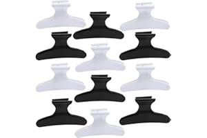 BAHABY Hair Clips for Styling Sectioning 12 Pack Black White Butterfly Clamps Hair Claw Clips Pro Salon Hair Clips for Styling, Sectioning, Cutting and Coloring