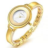 Stainless Steel Wrist Watch for Women Luxury Gold-Tone Watch Analog Quartz Ladies Watches