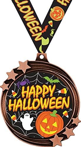 Amazon ハロウィン賞 2 5インチ 暗闇で光る ハッピーハロウィン アワードメダル ホリデーパーティーギフト パック プライム Crown Awards トロフィー メダル
