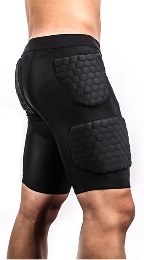 DGXINJUN Men's Padded Compression Shirt Training Vest(3-Pad) Sleeveless T-Shirt and Short Set Ribs, Back, Thighs and Buttocks Elbow Knee Protector - Football Soccer Basketball Hockey Protective Gear : Clothing