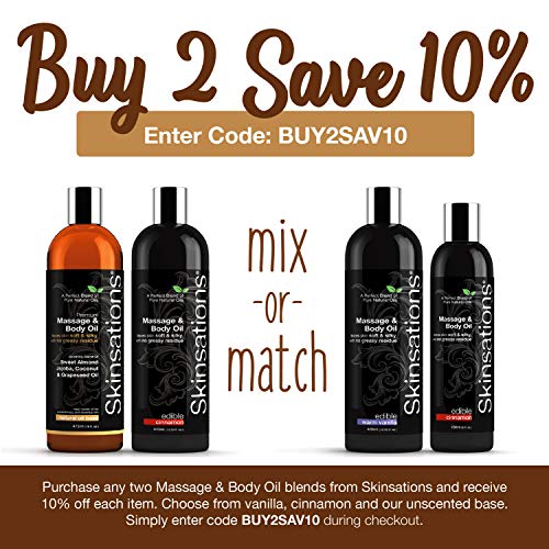 Skinsations Natural Massage & Body Oil Unscented 8oz Relaxing