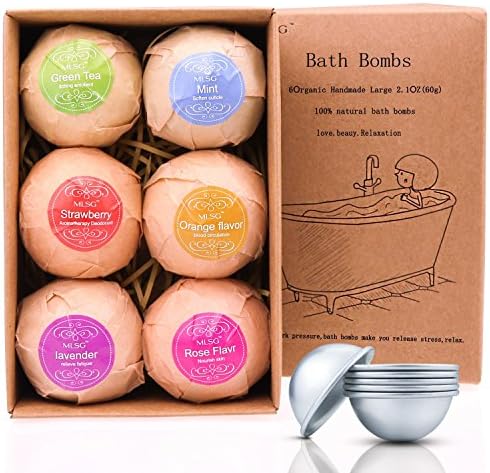 ASFLY 6 Pack Organic Handmade Bath Bombs Best for Aromatherapy &amp; Relaxation, 2.5OZ