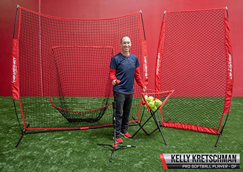 image for PowerNet [All in ONE Coach Bundle (Red) 7x7 DLX Practice Net + I-Scree