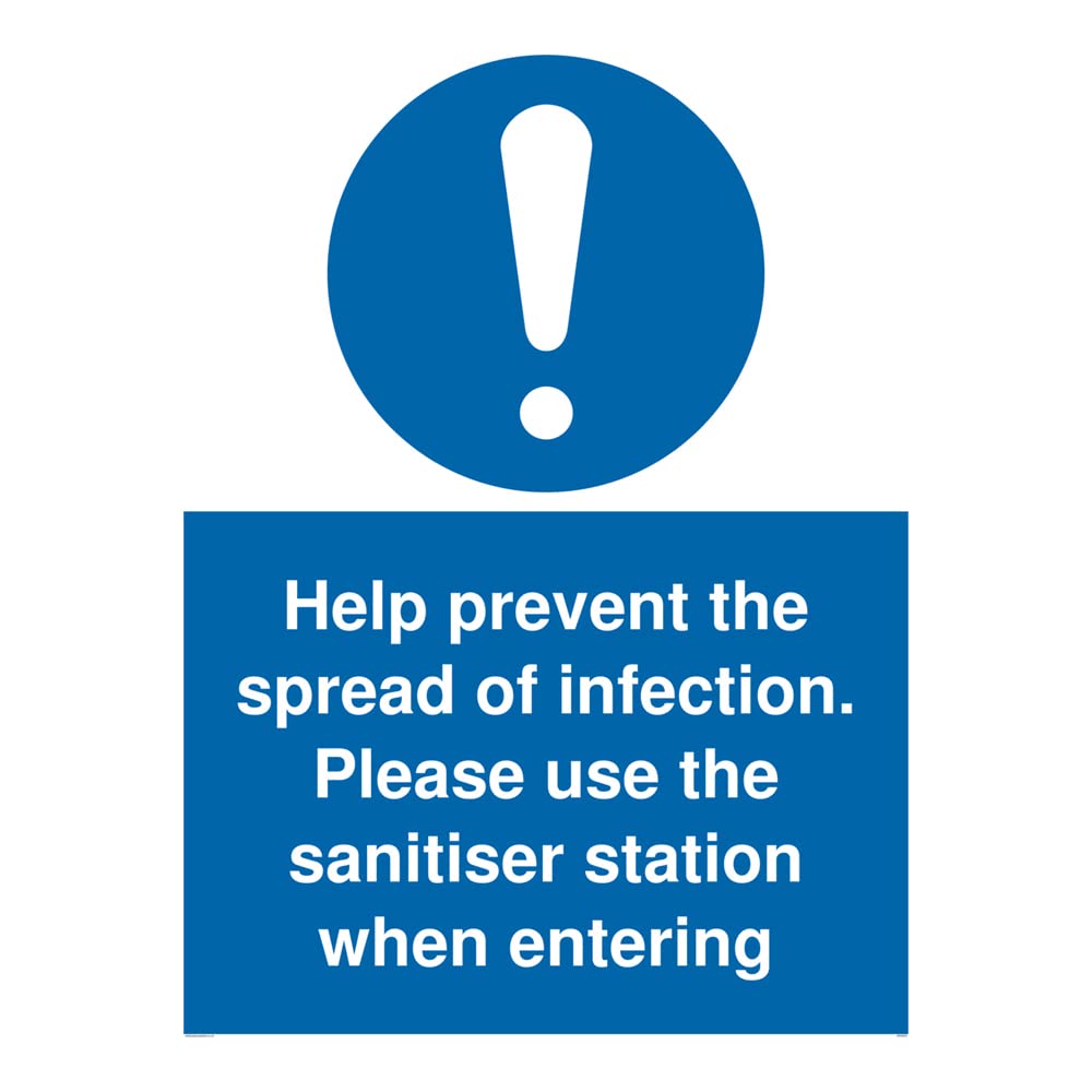 Help prevent the spread of infection. Please use the sanitiser station when entering