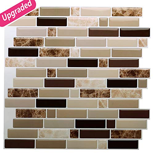 12" x 12" Peel and Stick Self Adhesive Kitchen Backsplash,Stick On Tile Backsplash for Kitchen & Bathroom(10 Sheets)