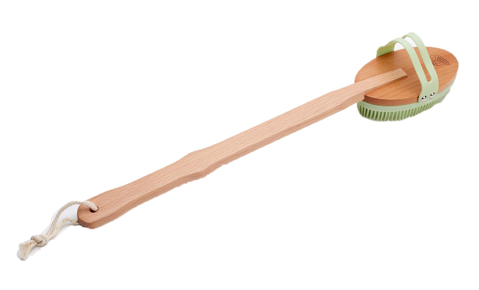Bodylife Home Long Handle Silicone Back Scrubber For Shower & Bath With Detachable Beechwood Handle Green