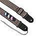 NEUMA Guitar Strap with Leather Ends and Pick Pocket, 3 Picks Included, Ideal for Electric Acoustic Bass Guitar and Ukulele, (Brown)