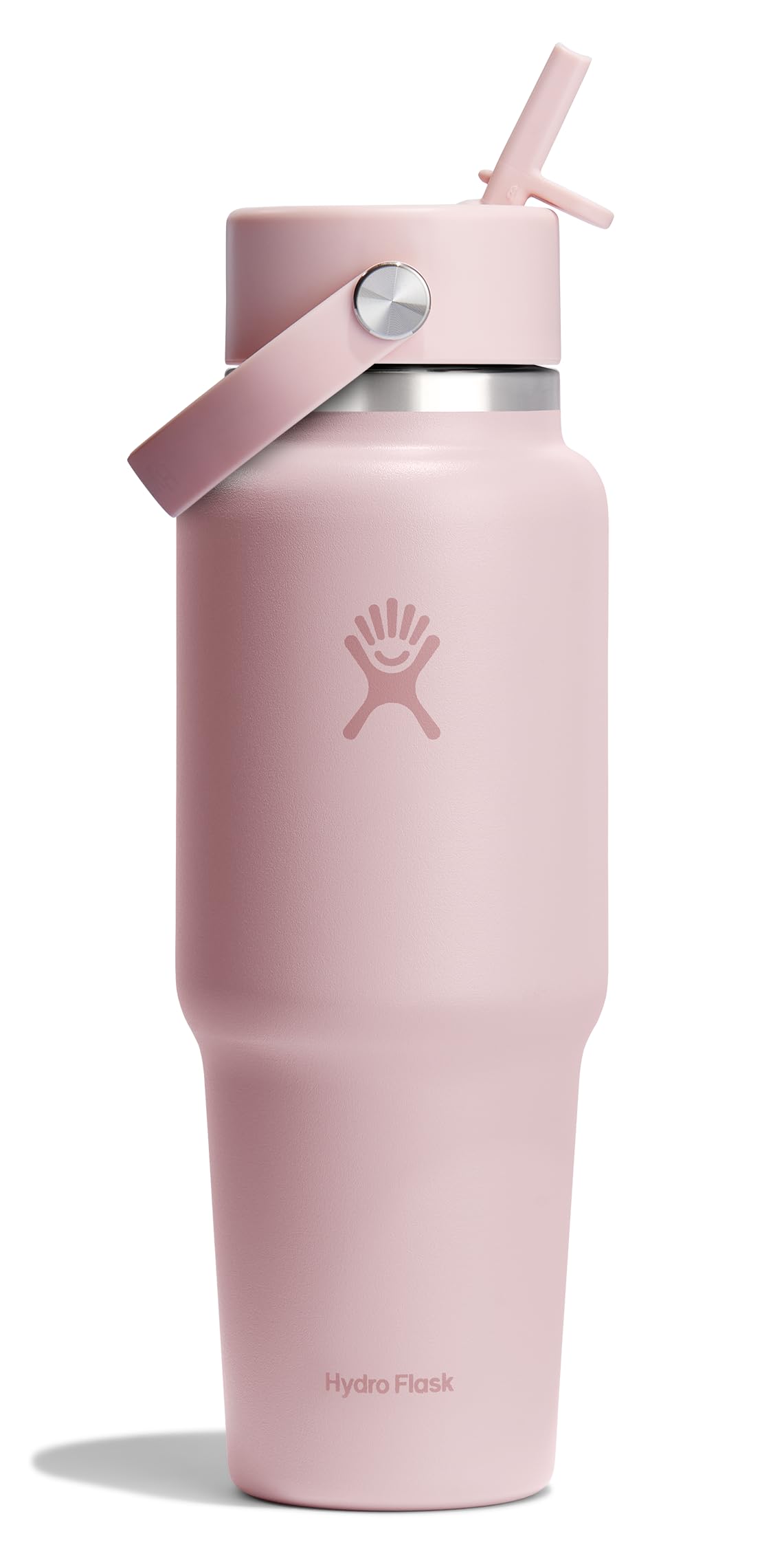 Hydro Flask Travel Water Bottle - Insulated Stainless Steel - Wide Straw Lid, Non Spill, Leakproof in 32 Oz Trillium Pink Image