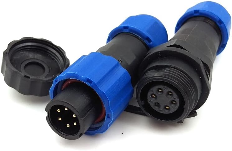 SD13 6pin Waterproof Power Connector, IP68 LED 6-pin connectors, Power Charger Plug Socket, Mechanical Cable connectors Plug(Male)-Socket(Female) Connector Set (6PIN, Direct Plug)
